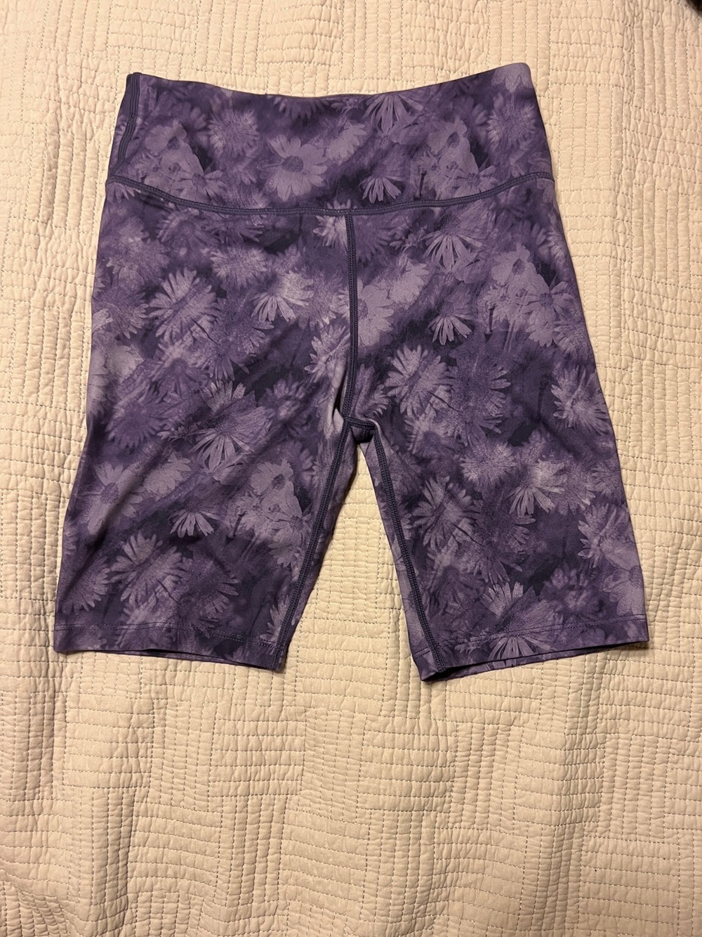 Mondetta Purple Floral-Print High-Rise Bike Shorts